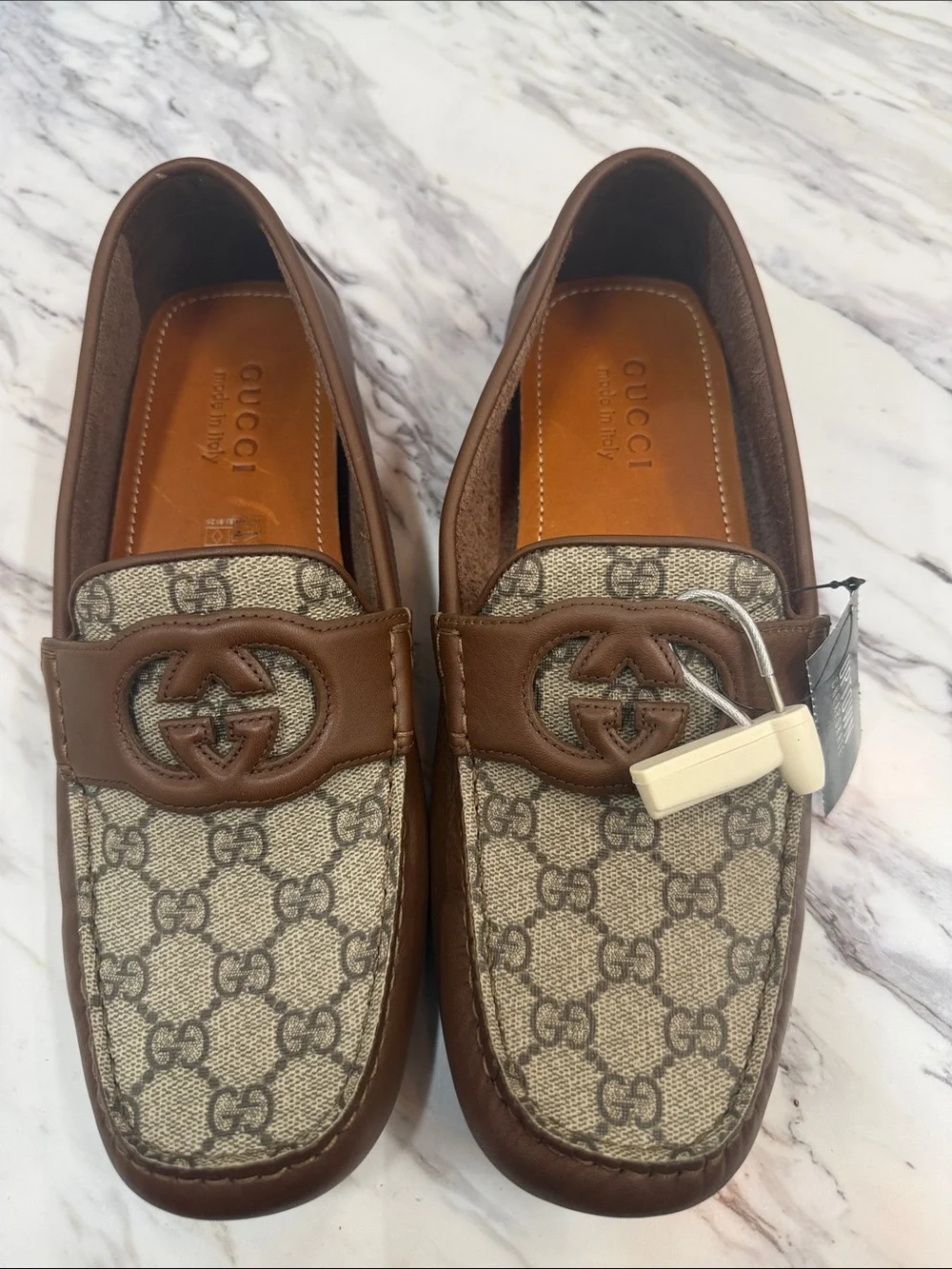 Gucci Brown GG Canvas & Leather Signature Loafers